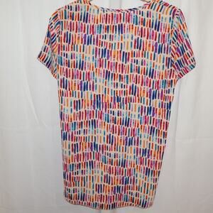 Spense Multicolor Blouse Crop Tie Front Long Back Short Sleeve Size Small Petite